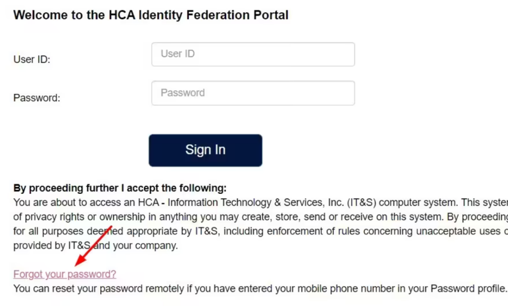 HCAHRAnswers login password reset